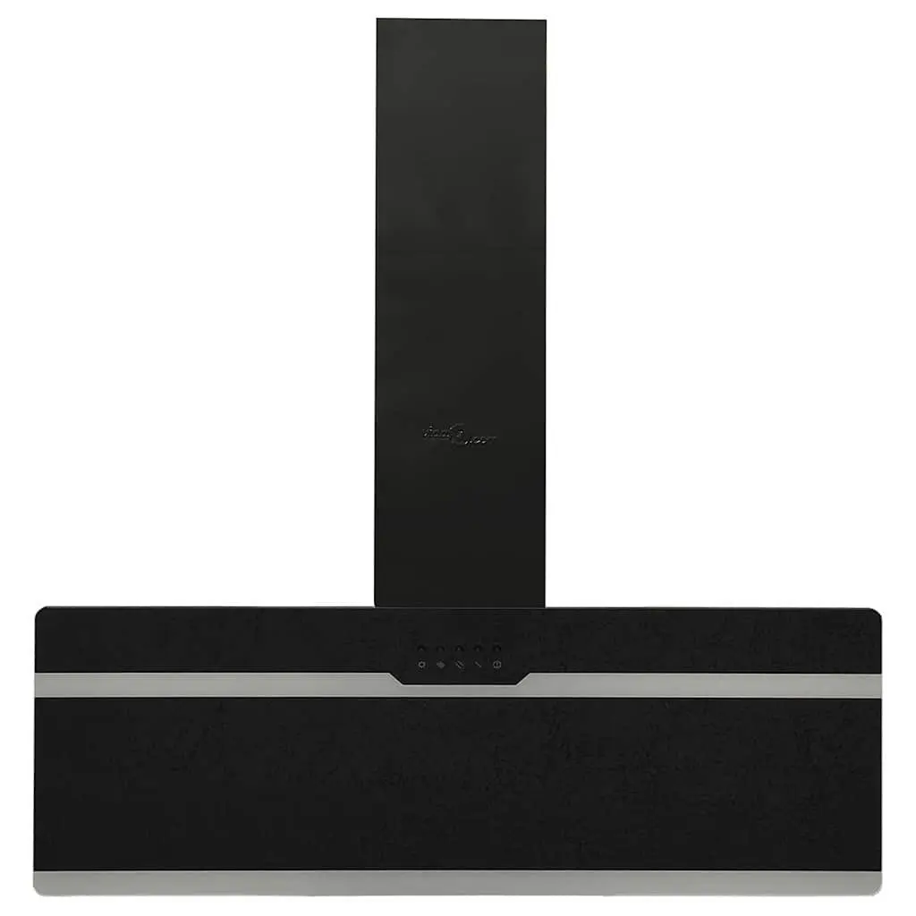 Wall Range Hood 90cm Steel Tempered Glass Black 297m³/h