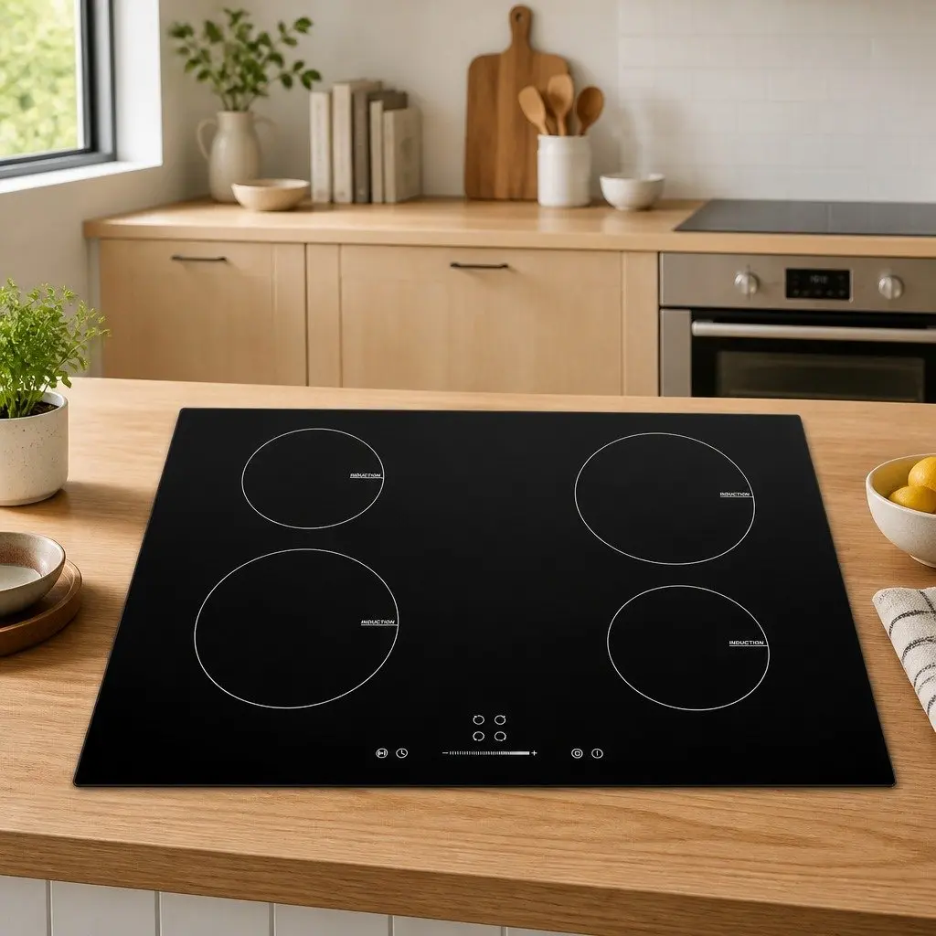 Induction Cooktop 4 Burner Black Touch Control Heat Resistant Glass 7000W
