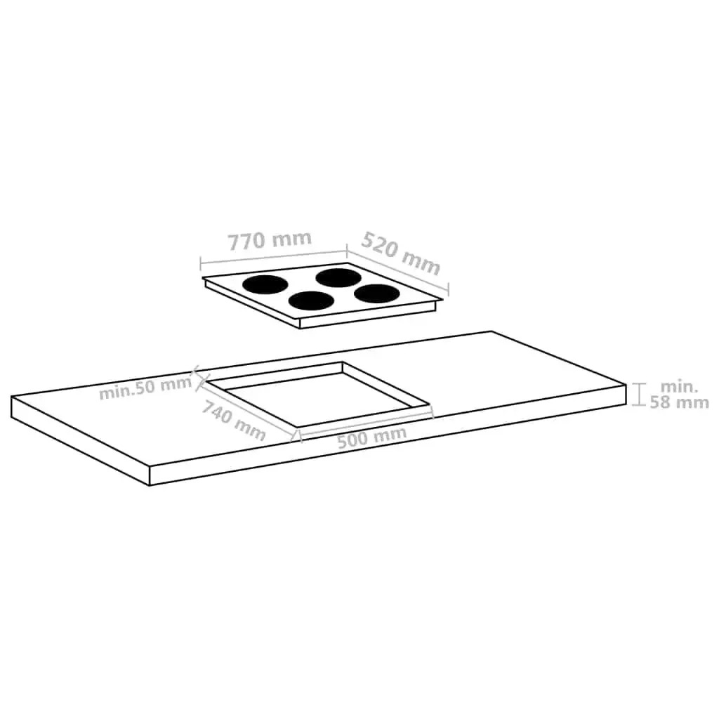 Induction Cooktop 4 Burner Black Touch Control Heat Resistant Glass 7000W