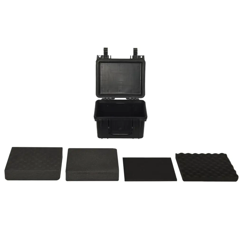 Portable Hard Case Black Camera Equipment Storage with Foam Insert 27 x 25 x 18 cm