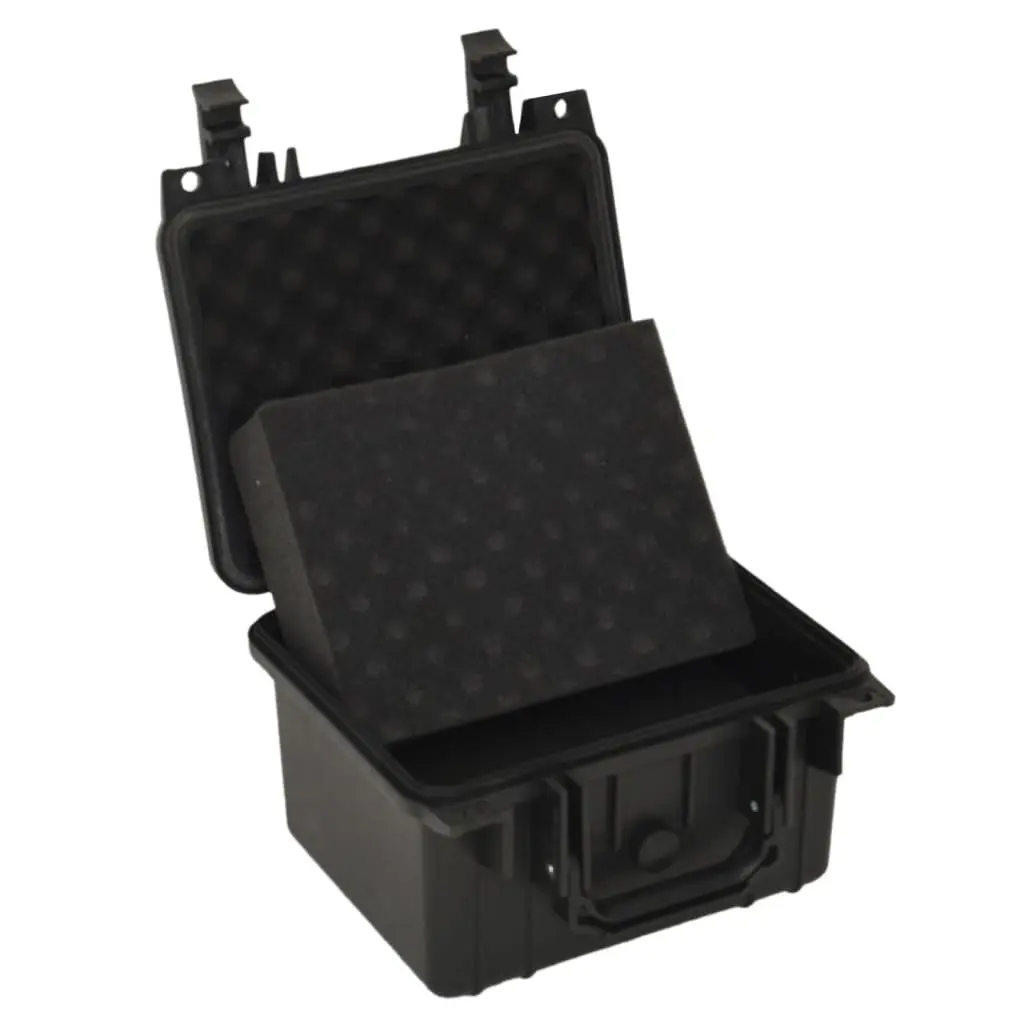 Portable Hard Case Black Camera Equipment Storage with Foam Insert 27 x 25 x 18 cm