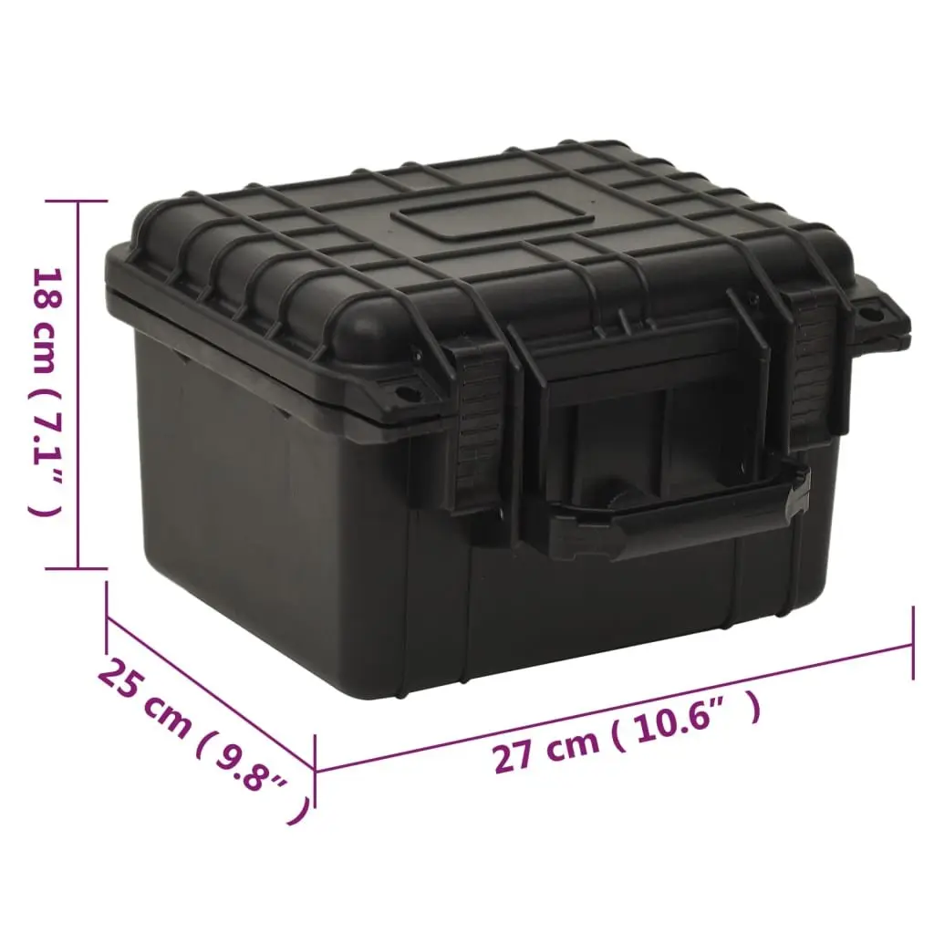 Portable Hard Case Black Camera Equipment Storage with Foam Insert 27 x 25 x 18 cm