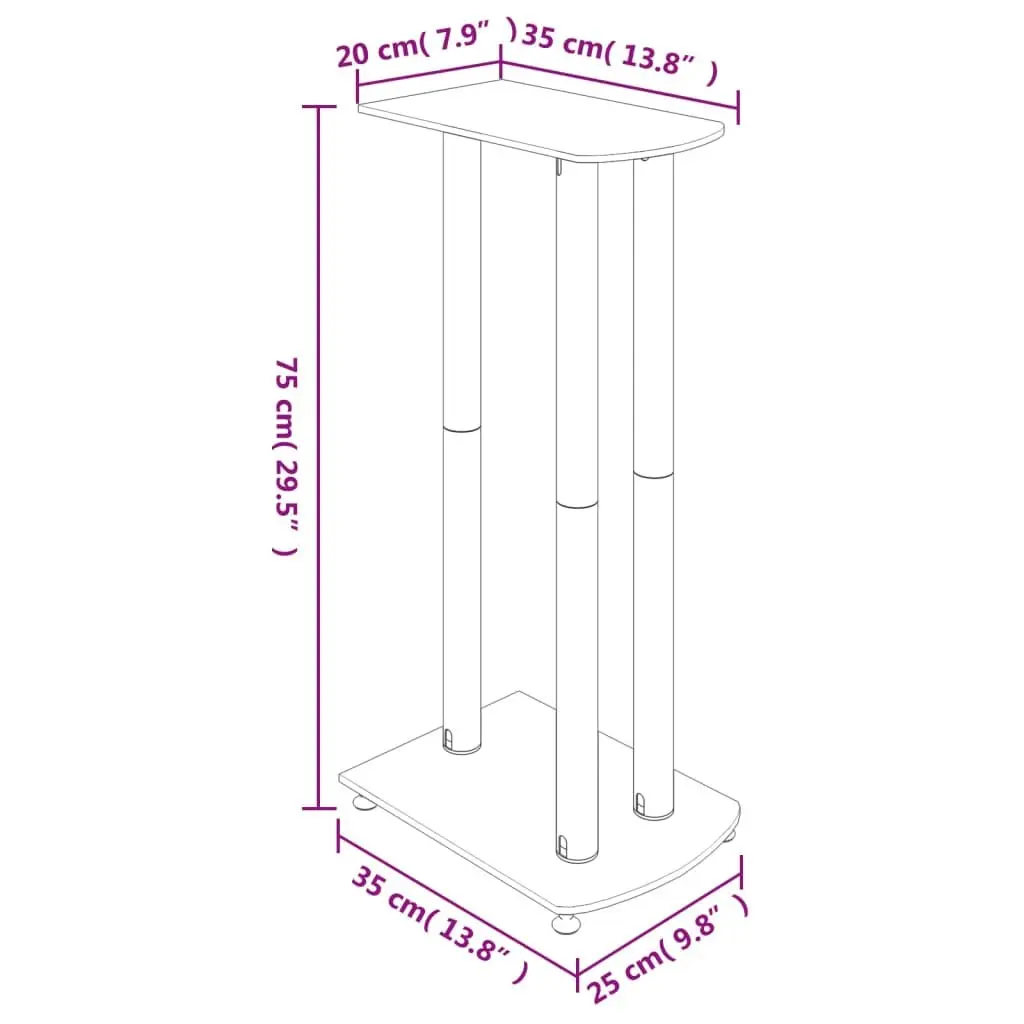 Speaker Stands Pair Black Tempered Glass 3 Pillar Design Audio Accessories
