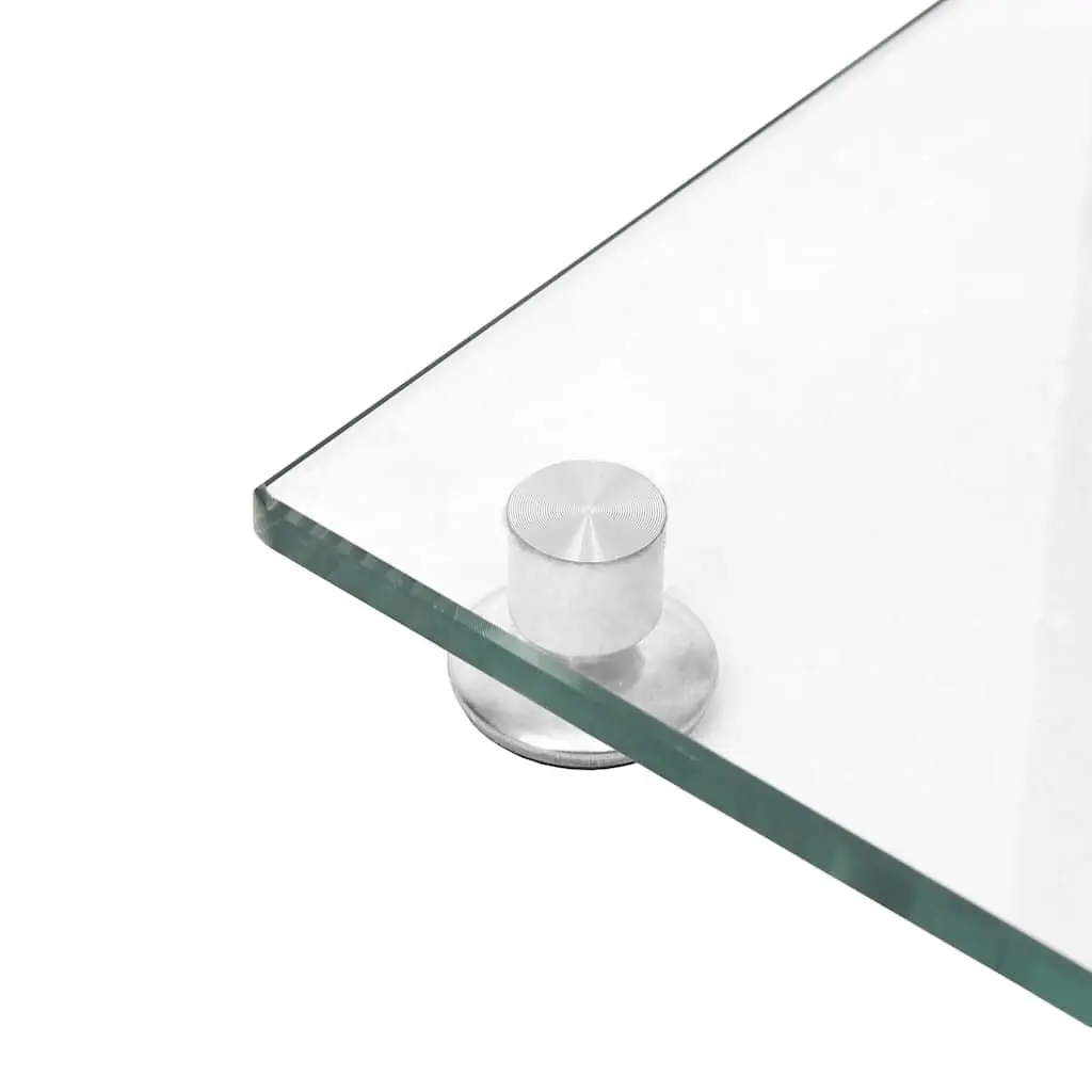 Tempered Glass Speaker Mounts Silver Pair Aluminium Single Pillar Audio Stands