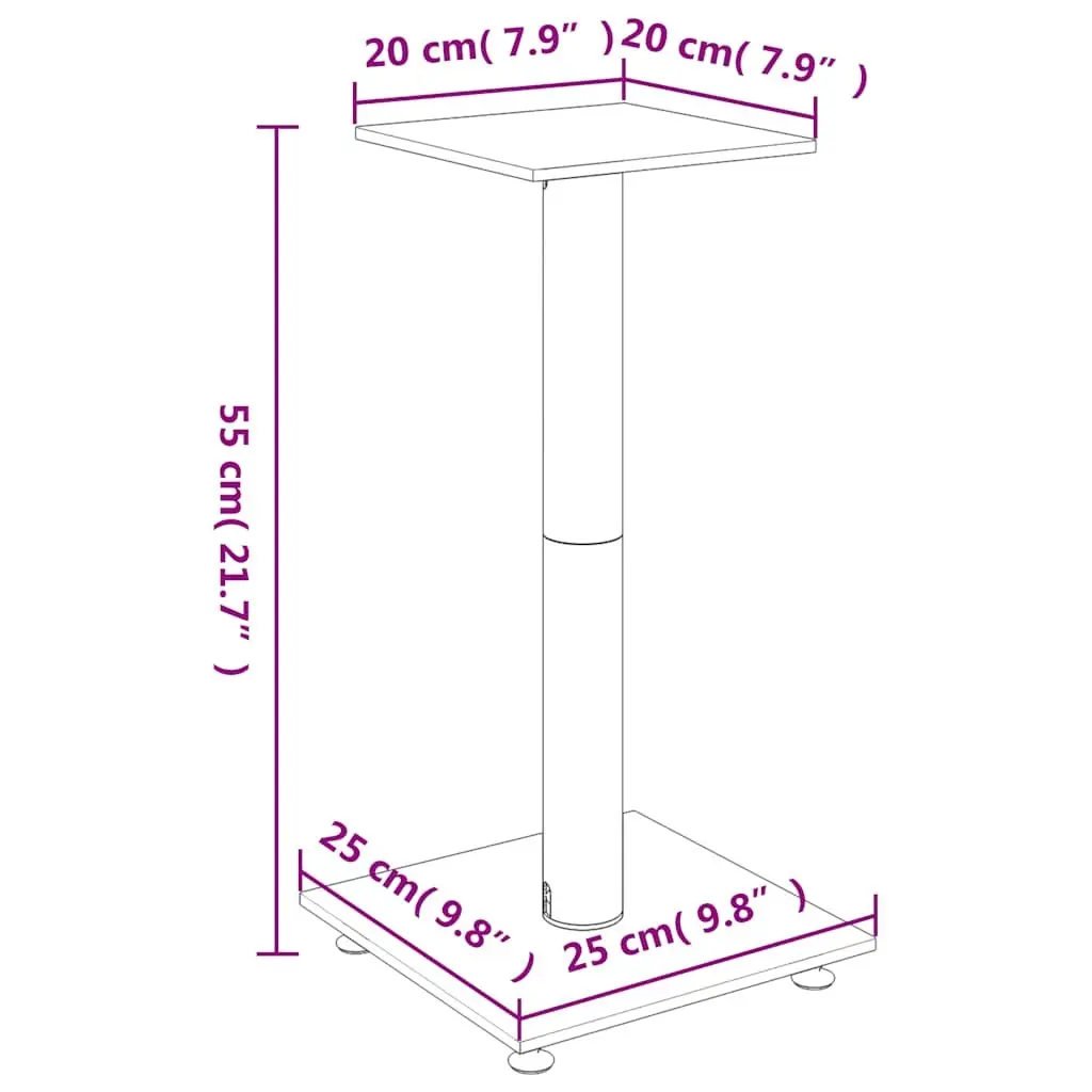 Tempered Glass Speaker Mounts Silver Pair Aluminium Single Pillar Audio Stands