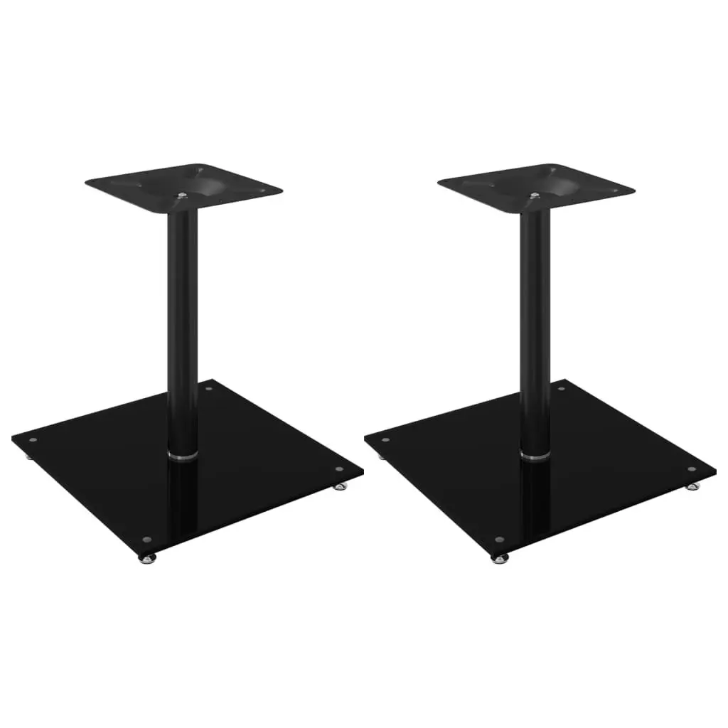Speaker Stands Pair Black Tempered Glass Pillar Design Audio Equipment Support