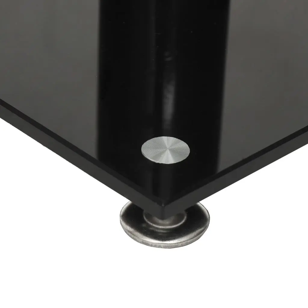 Speaker Stands Pair Black Tempered Glass Pillar Design Audio Equipment Support