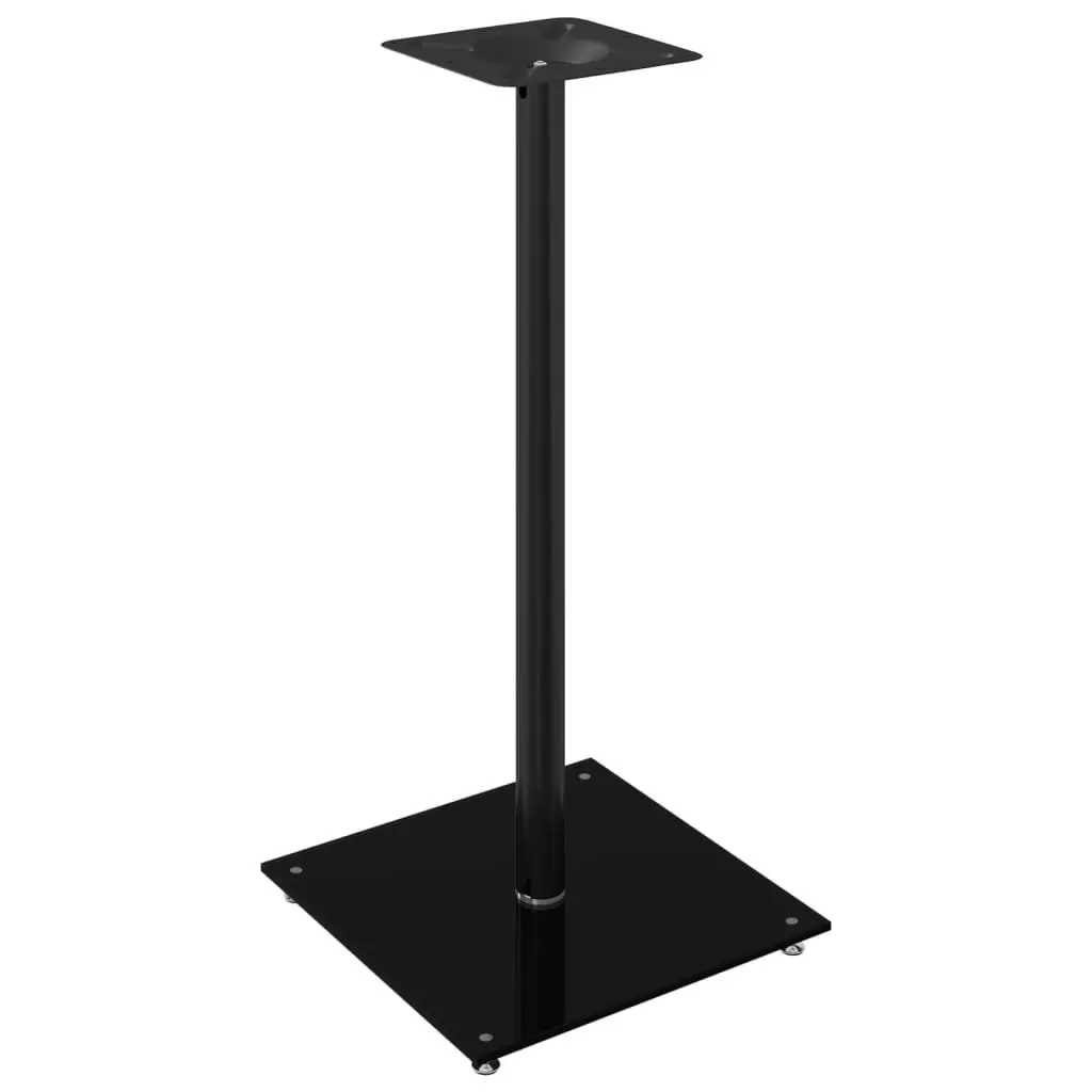 Speaker Stands Pair Black Tempered Glass Pillar Design Wire Management Audio