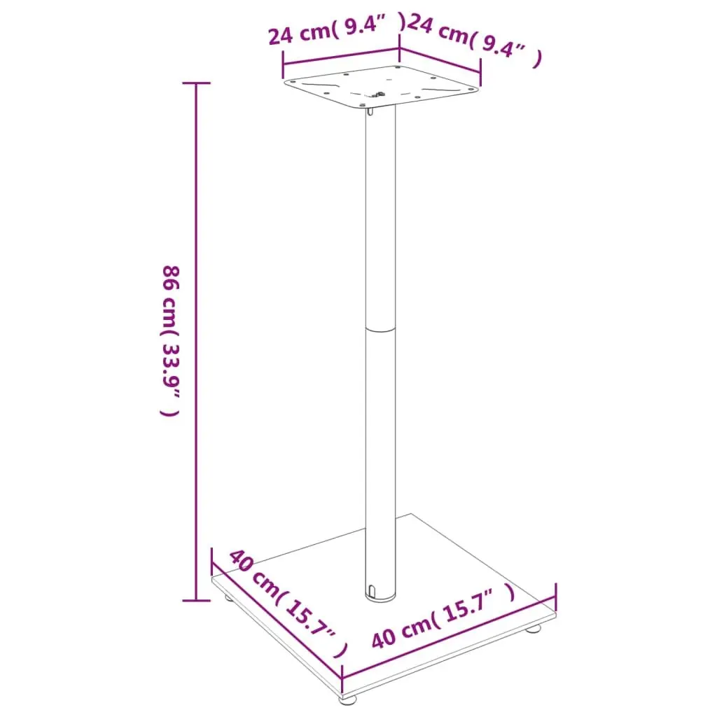 Speaker Stands Pair Black Tempered Glass Pillar Design Wire Management Audio