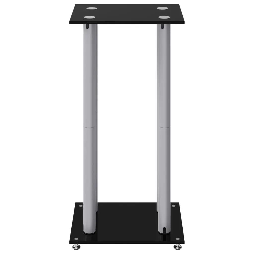 Speaker Stands Pair Tempered Glass Aluminium Pillars 2 Pieces Black