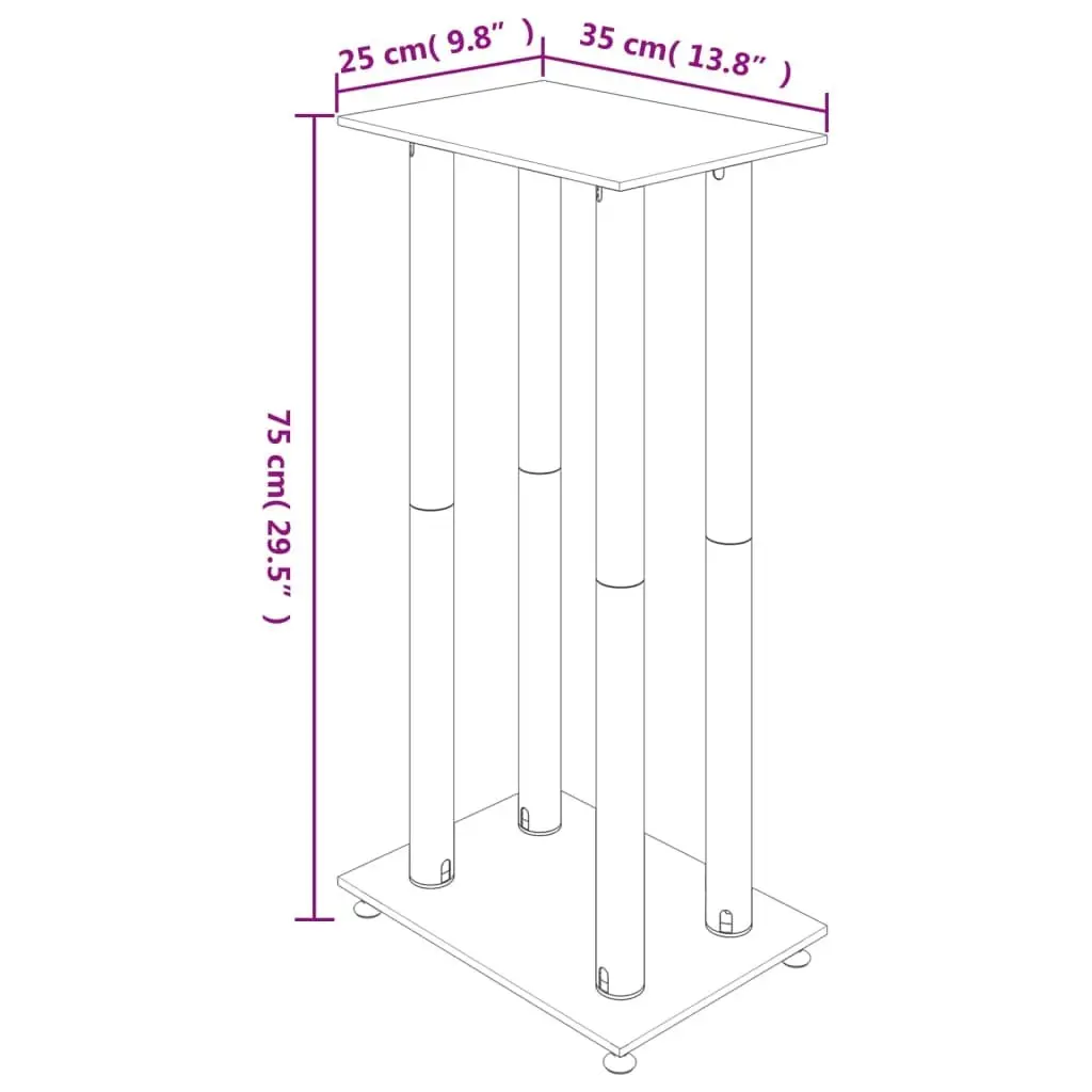 Speaker Stands Pair Tempered Glass Aluminium Pillars 2 Pieces Black