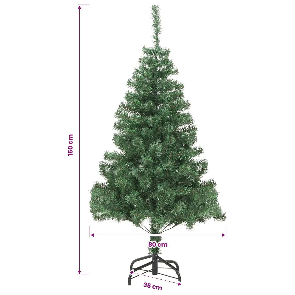 Artificial Tree Green PVC 150cm 380 Branch Tips Seasonal Decoration