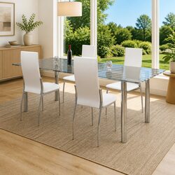 4 Ergonomic White Chairs for Dining Room and Kitchen Use