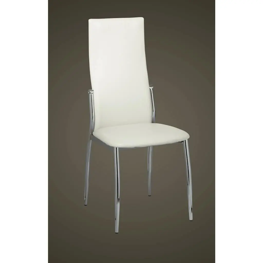 Dining Chairs 4 pcs White Faux Leather Kitchen Room Seating Ergonomic Design
