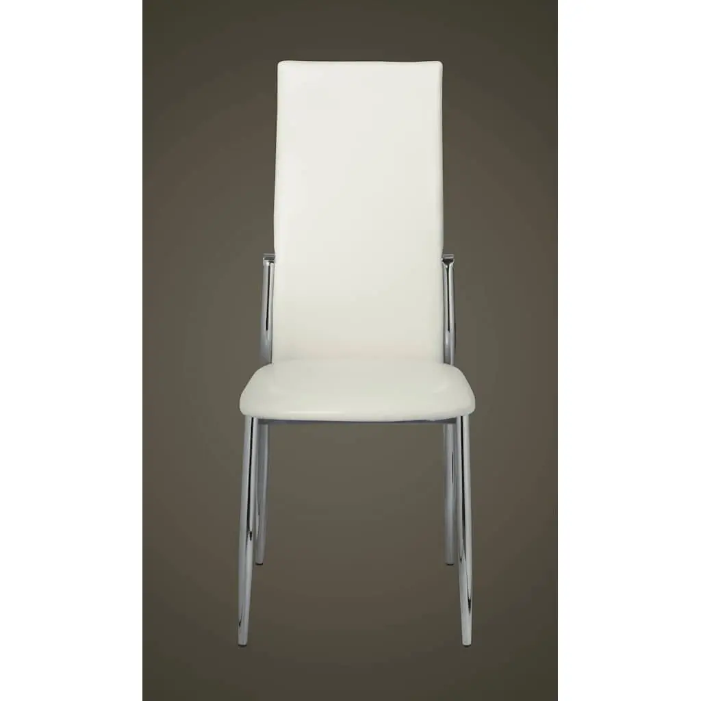 Dining Chairs 4 pcs White Faux Leather Kitchen Room Seating Ergonomic Design