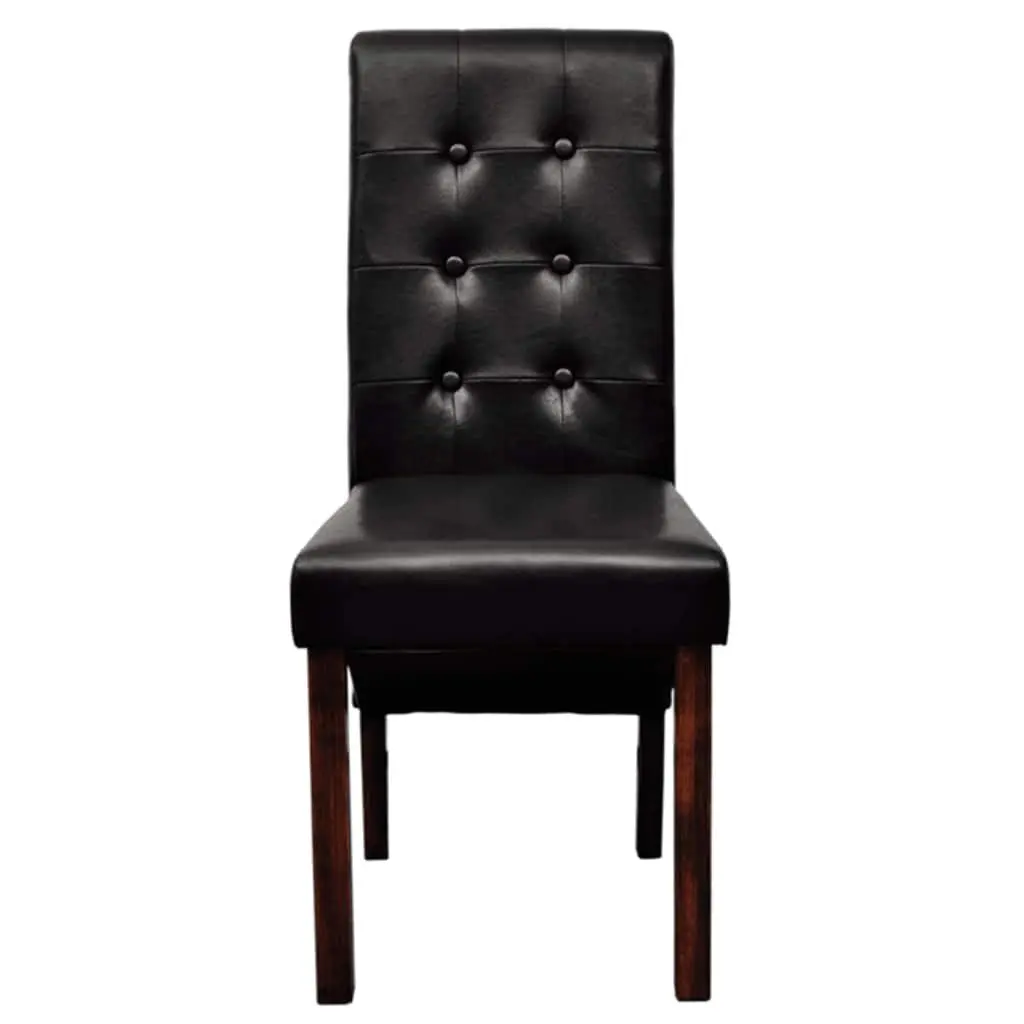 Dining Chairs 2 pcs Black Padded Seats Backrests Kitchen Room Furniture Set