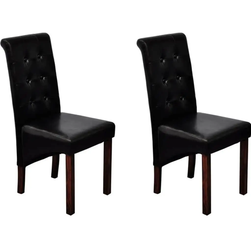 Dining Chairs 2 pcs Black Padded Seats Backrests Kitchen Room Furniture Set