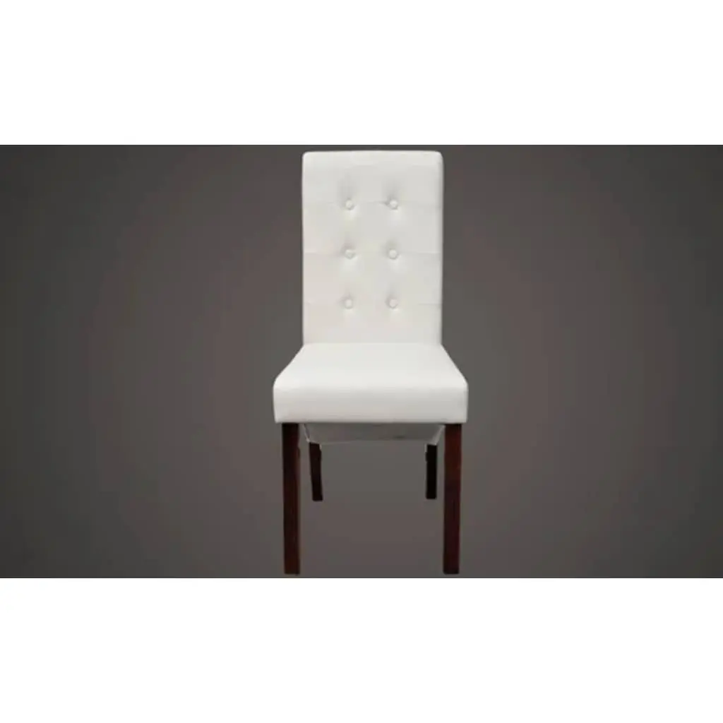 Dining Chairs Set of 2 Padded Seat Synthetic Leather White Varnished Solid Wood