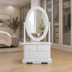 Functional White Vanity Makeup Table with Storage