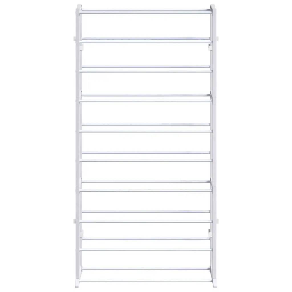 10-Tier Shoe Rack White Compact Storage Organiser Light Weight Easy Assembly