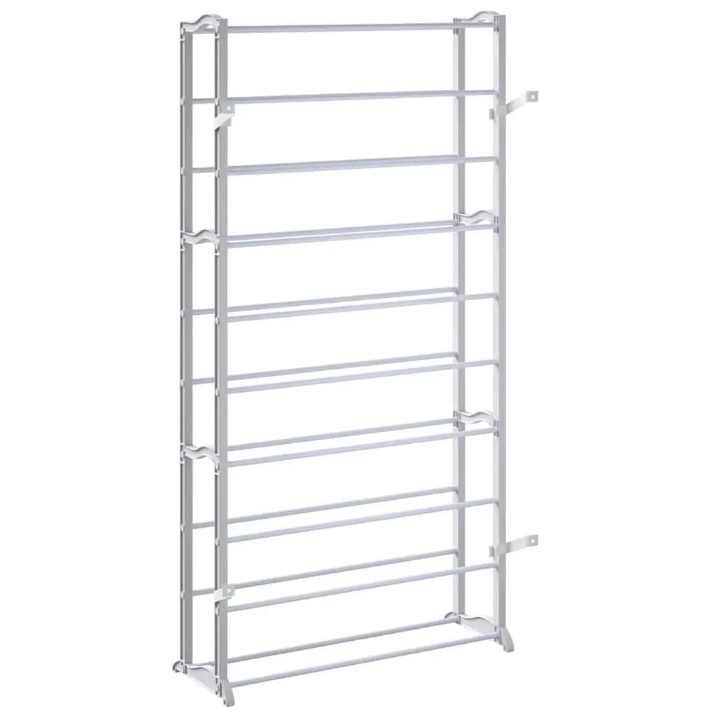 10-Tier Shoe Rack White Compact Storage Organiser Light Weight Easy Assembly