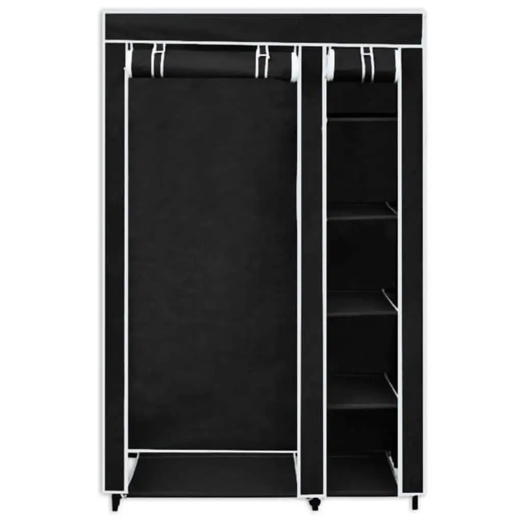 Folding Wardrobe Fabric 2 pcs Black Portable Storage Organizer