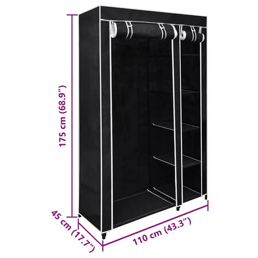 Folding Wardrobe Fabric 2 pcs Black Portable Storage Organizer