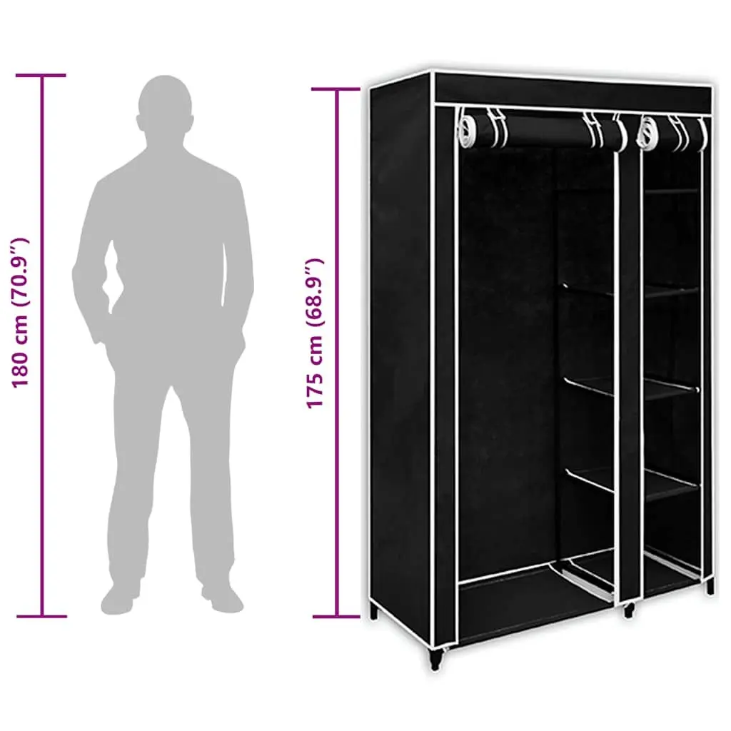 Folding Wardrobe Fabric 2 pcs Black Portable Storage Organizer