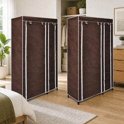 Practical Use Cases for 2pcs Brown Fabric Wardrobes