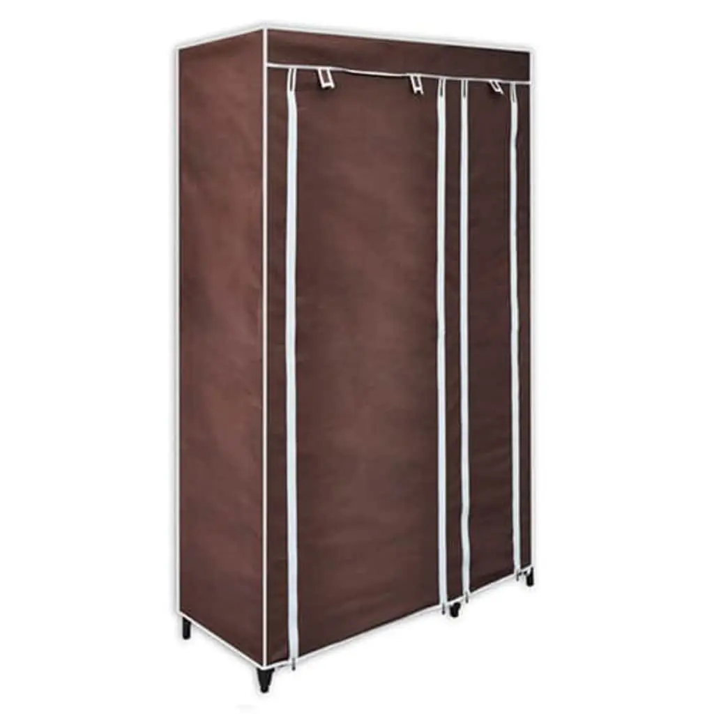 Folding Fabric Wardrobes Fleece Fabric 2pcs Brown Portable Storage Closet