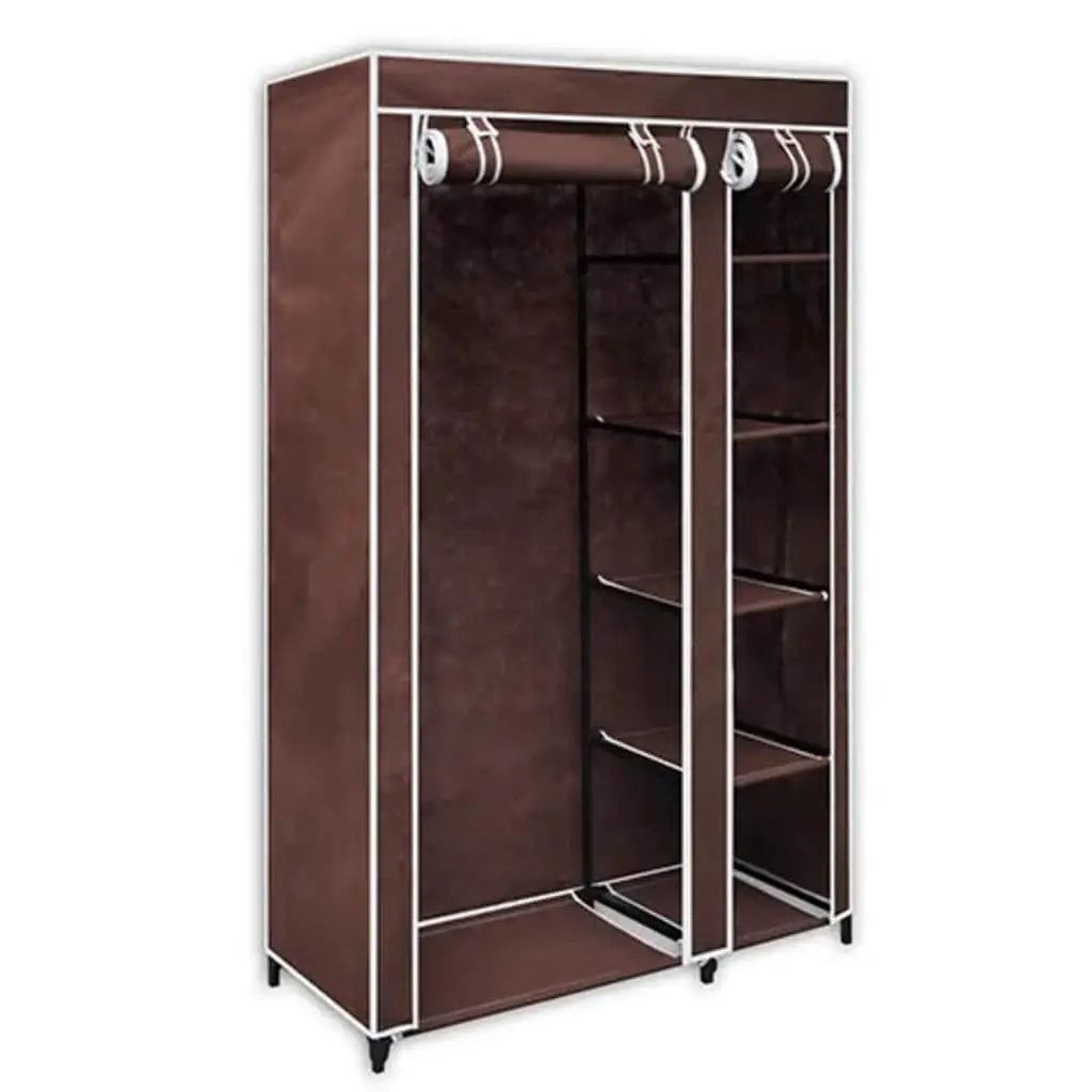 Folding Fabric Wardrobes Fleece Fabric 2pcs Brown Portable Storage Closet