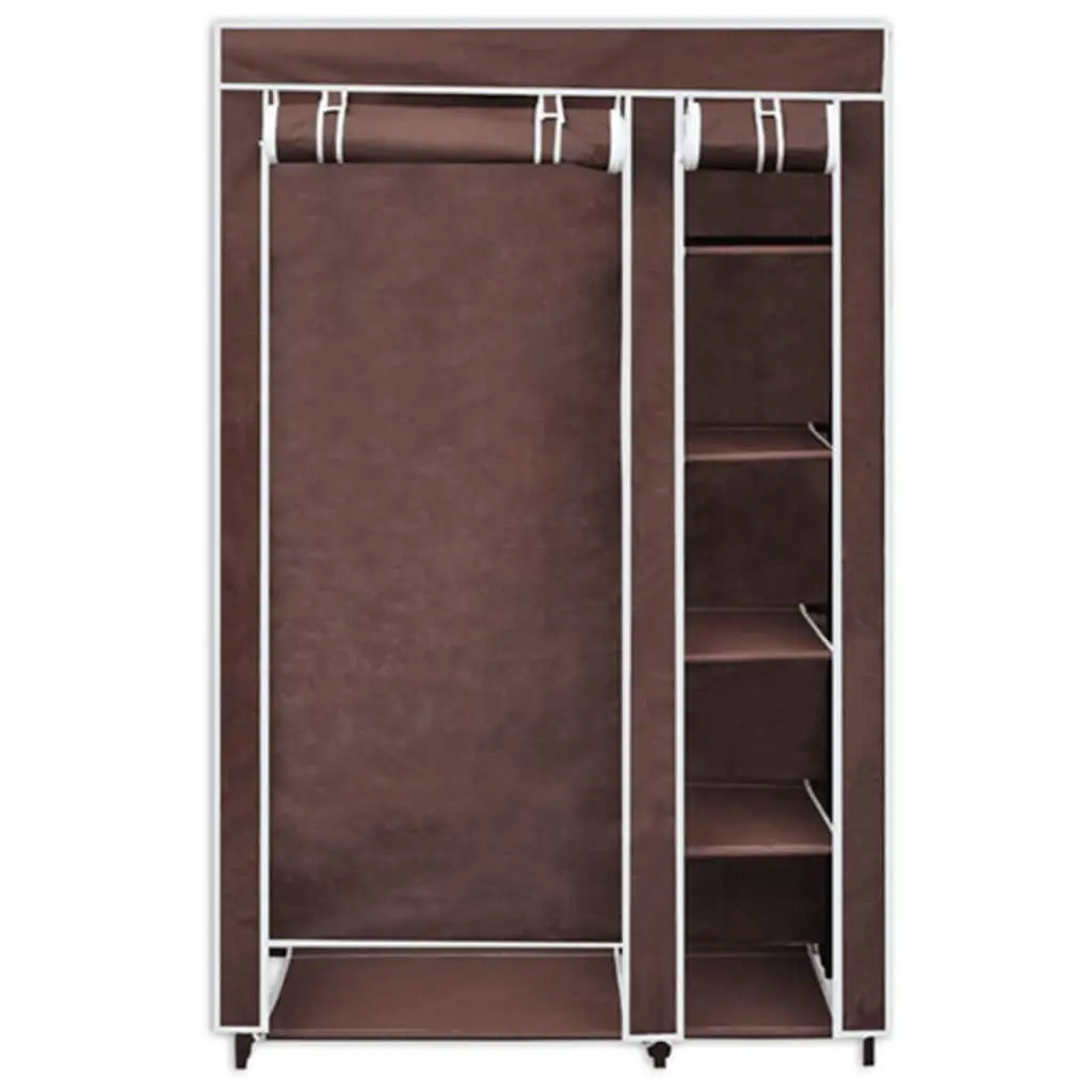 Folding Fabric Wardrobes Fleece Fabric 2pcs Brown Portable Storage Closet
