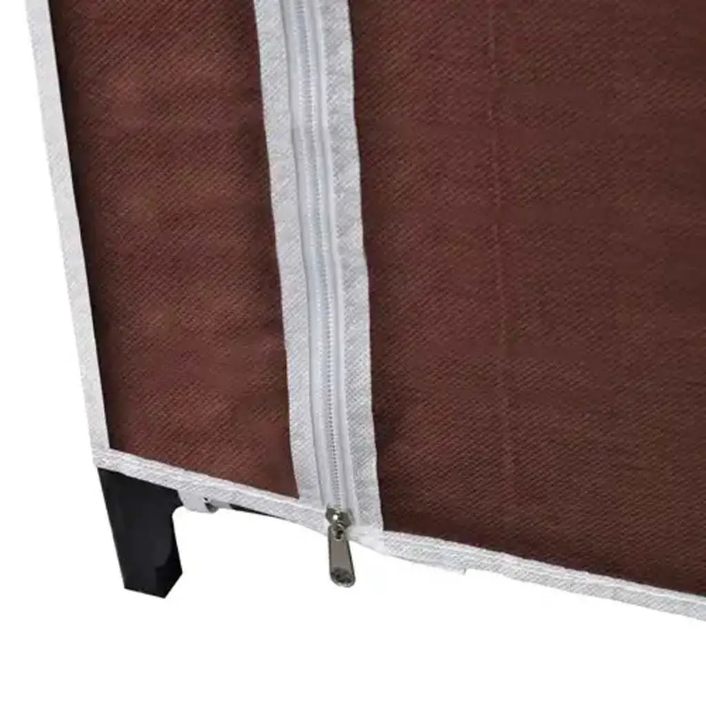 Folding Fabric Wardrobes Fleece Fabric 2pcs Brown Portable Storage Closet