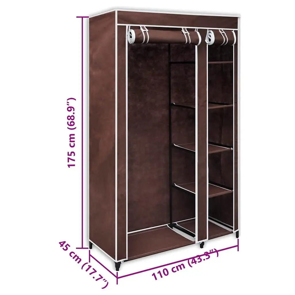 Folding Fabric Wardrobes Fleece Fabric 2pcs Brown Portable Storage Closet