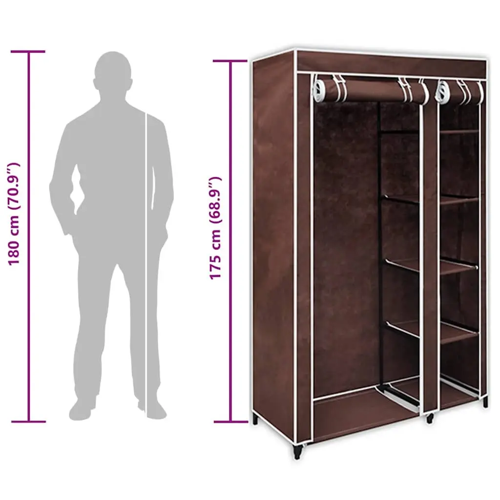 Folding Fabric Wardrobes Fleece Fabric 2pcs Brown Portable Storage Closet