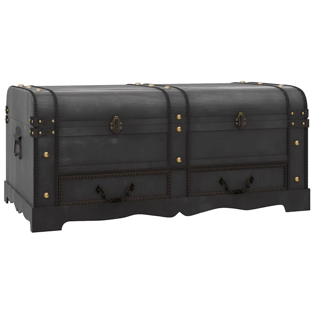 Large Wooden Storage Chest Black Vintage Treasure Box Coffee Table Latch Handles
