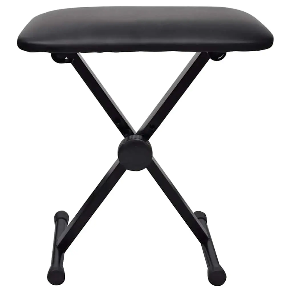 Adjustable Piano Keyboard Stool Steel X-Frame Foldable Black