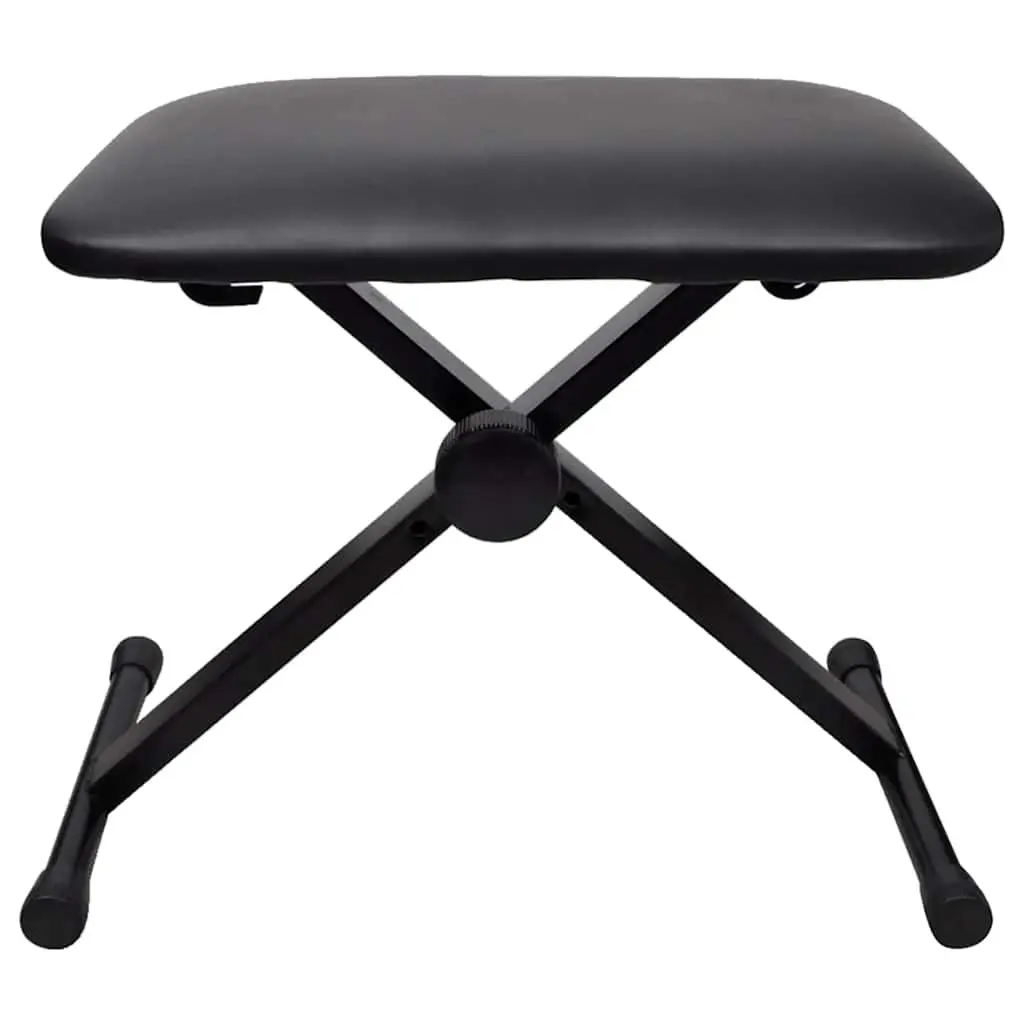 Adjustable Piano Keyboard Stool Steel X-Frame Foldable Black