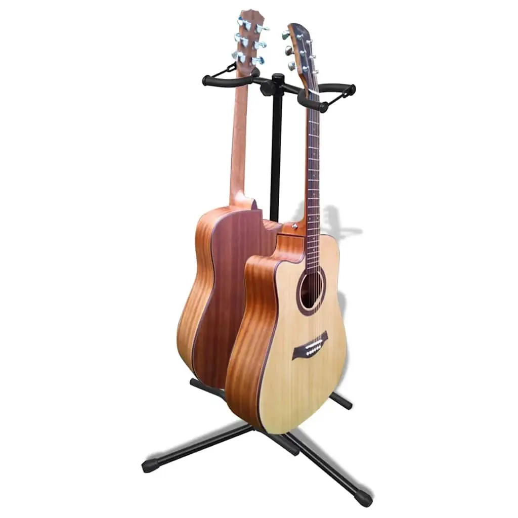 Double Guitar Stand Adjustable Steel Foldable Portable Two Guitar Holder