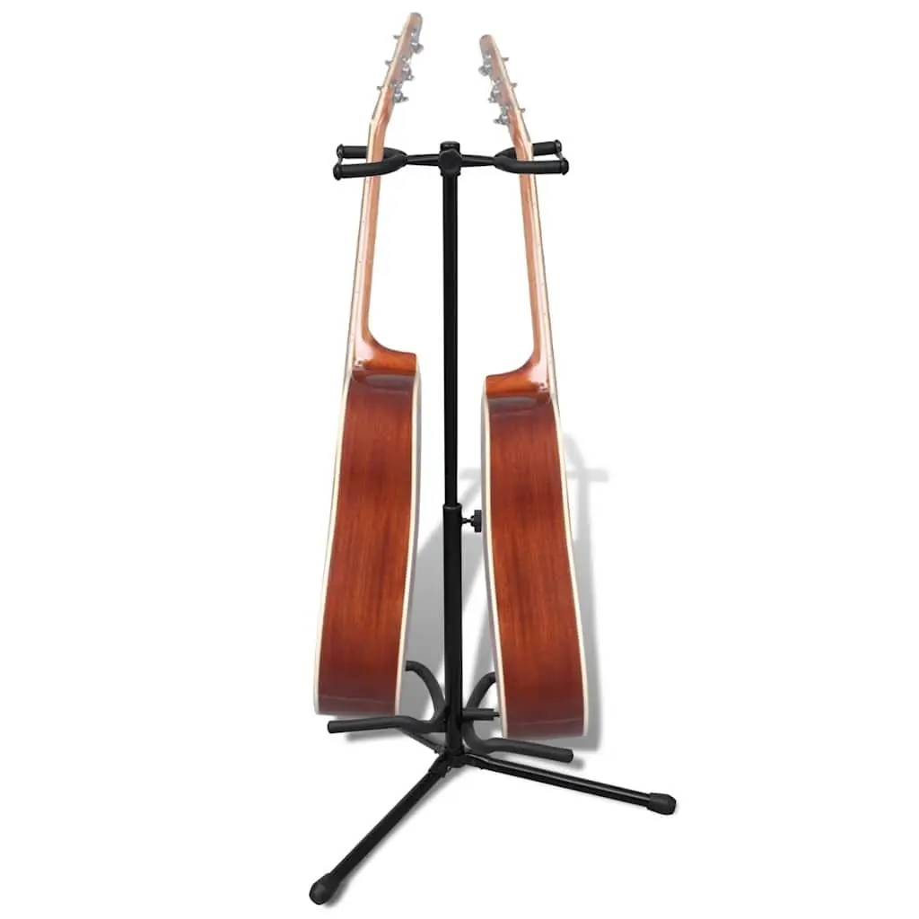 Double Guitar Stand Adjustable Steel Foldable Portable Two Guitar Holder