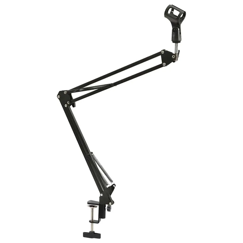 Microphone Stand Steel Table Clamp Adjustable Scissor Arm Black Desktop Mount