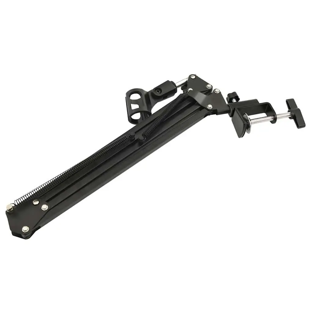 Microphone Stand Steel Table Clamp Adjustable Scissor Arm Black Desktop Mount