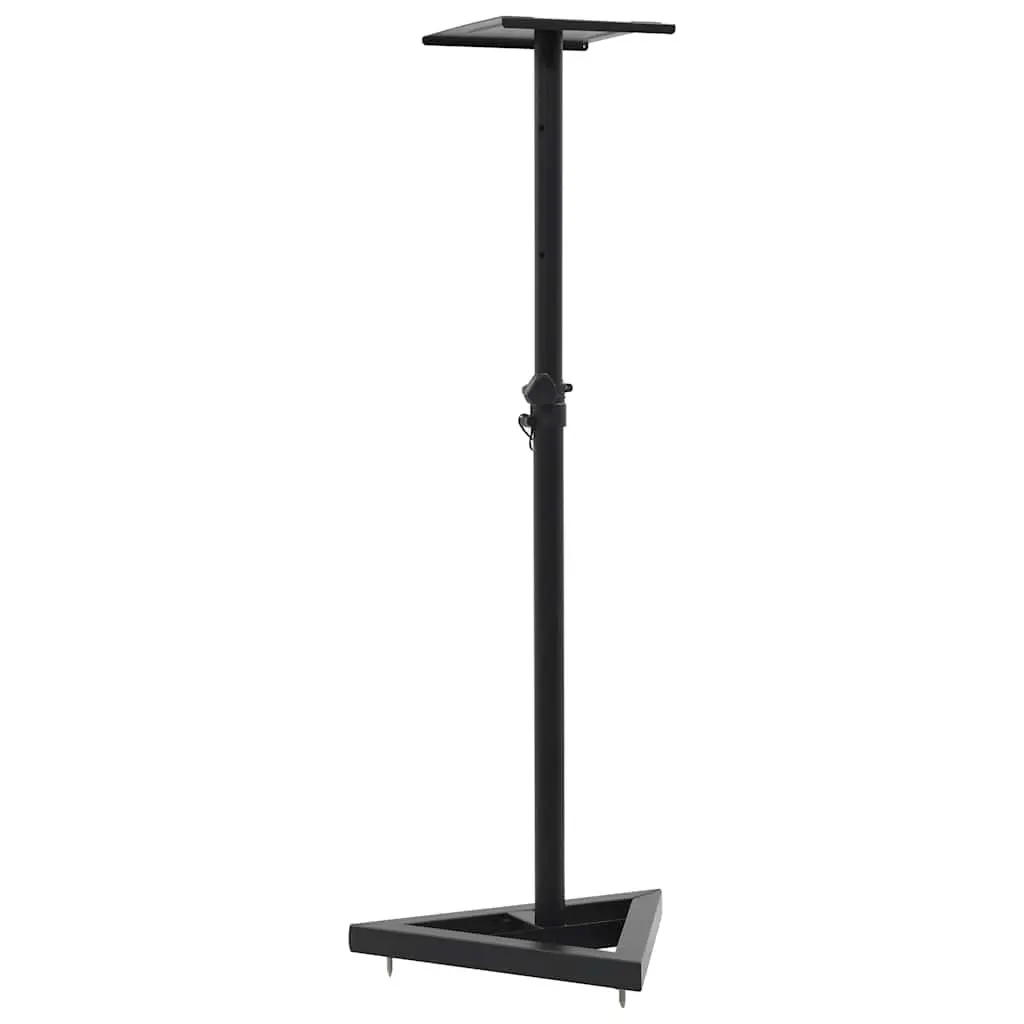 Speaker Stands Steel Adjustable Height 2pcs Black Triangular Base