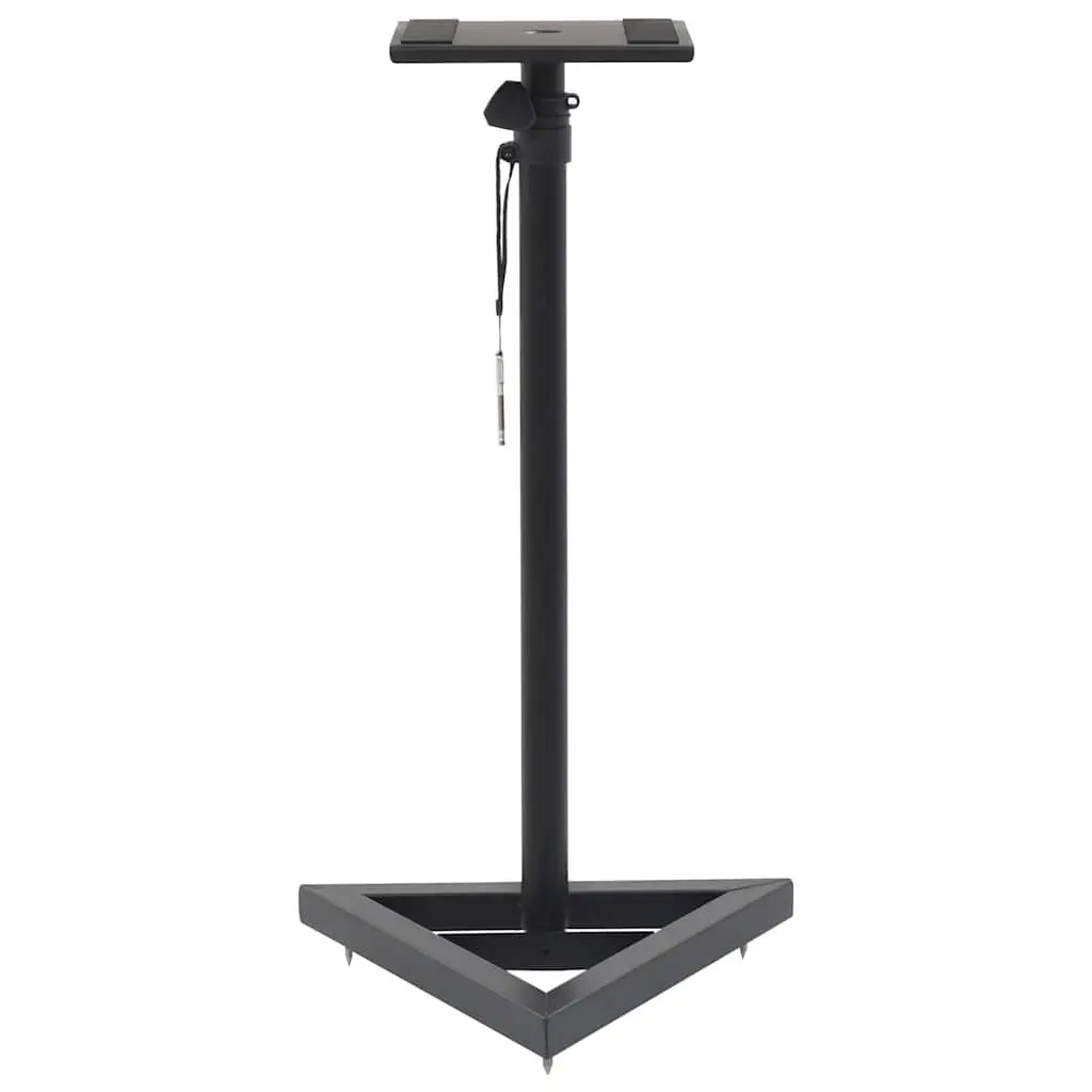 Speaker Stands Steel Adjustable Height 2pcs Black Triangular Base