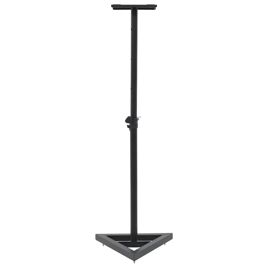 Speaker Stands Steel Adjustable Height 2pcs Black Triangular Base