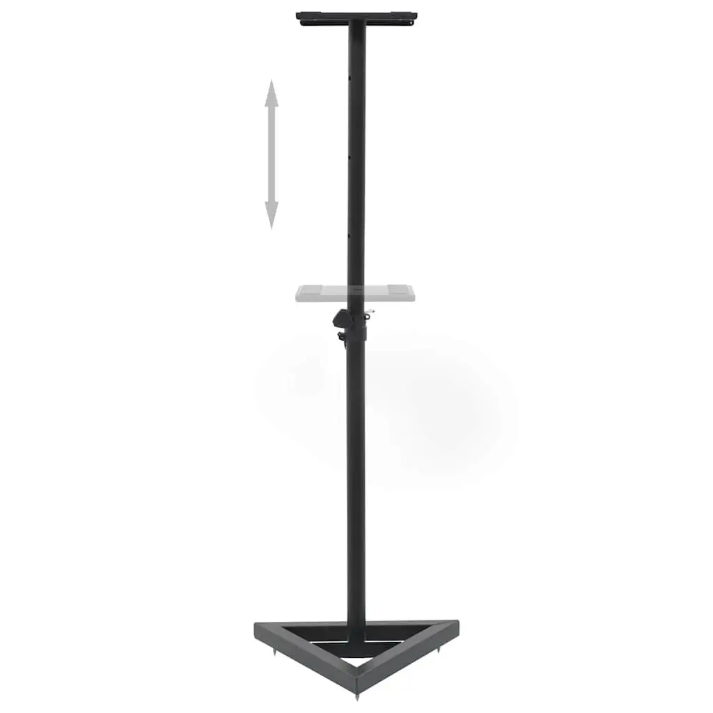 Speaker Stands Steel Adjustable Height 2pcs Black Triangular Base