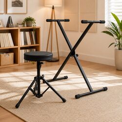 Adjustable Keyboard Stand and Stool for Home Use