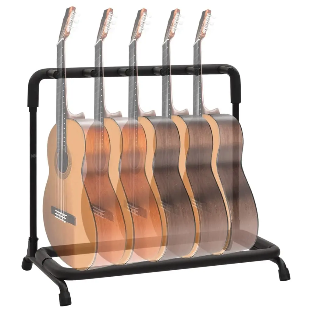 Guitar Stand Steel Frame 5 Section Folding Floor Rack Storage Holder Black