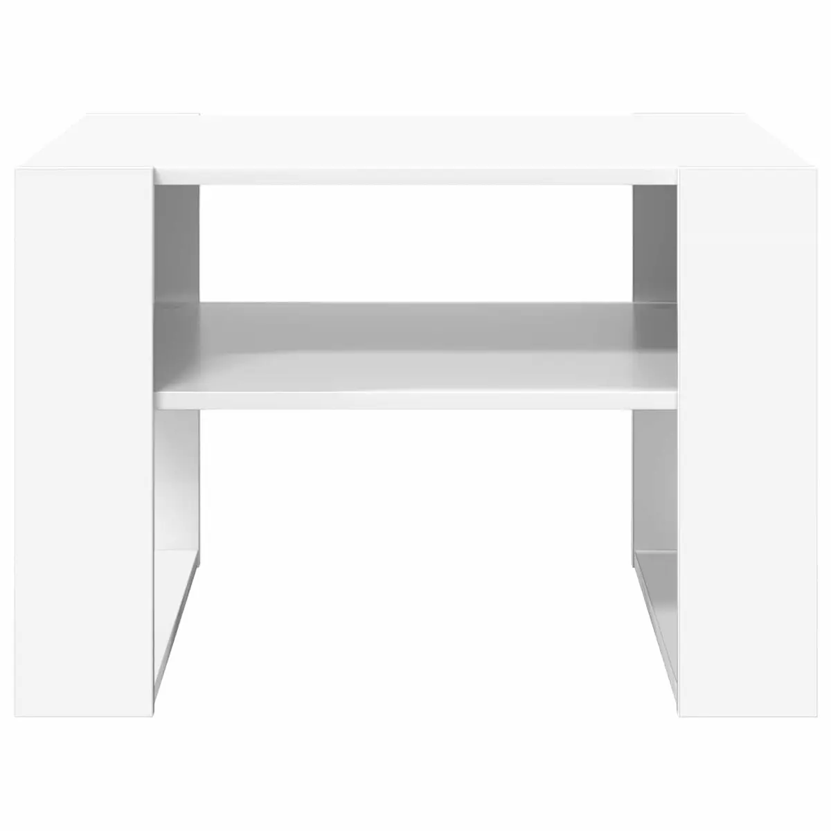 White Rectangular Coffee Table Engineered Wood with Storage Modern Living Room Furniture