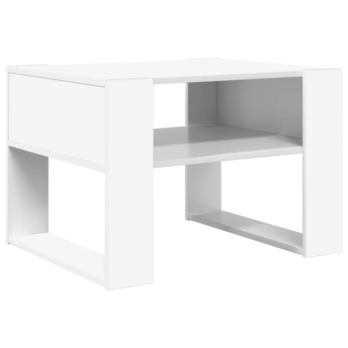 White Rectangular Coffee Table Engineered Wood with Storage Modern Living Room Furniture